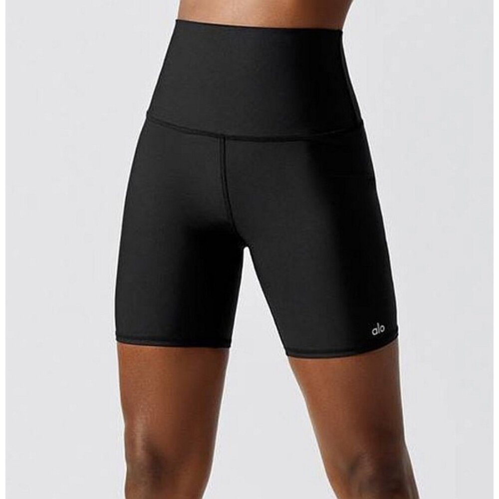 Alo Extreme High-Waist Airlift Biker Shorts Black Hi-Rise Bermuda Long Bike XS